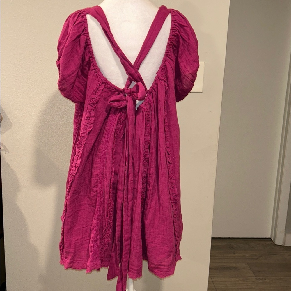 Free People Angele Mini Dress S OB1310143 Dragonfruit Punch Pink SZ Small - Picture 6 of 13